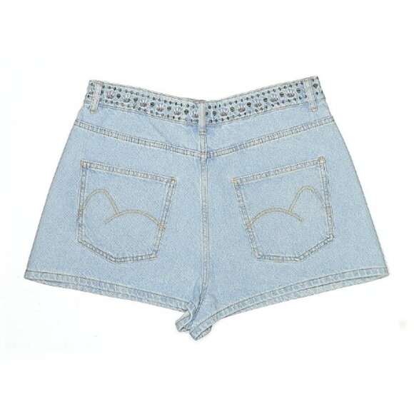 Farm Rio Summer Garden Embroidered Denim Shorts High-Waist Light Wash Size 30 - Picture 3 of 4